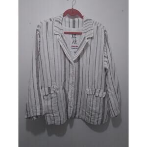 Johnny Was Medium White With Gray Stripe Blazer